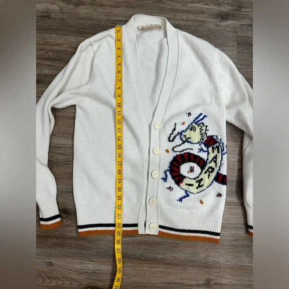 MarniWOOL-CASHMERE BLEND CARDIGAN WITH JACQUARD DRAGON size S-M